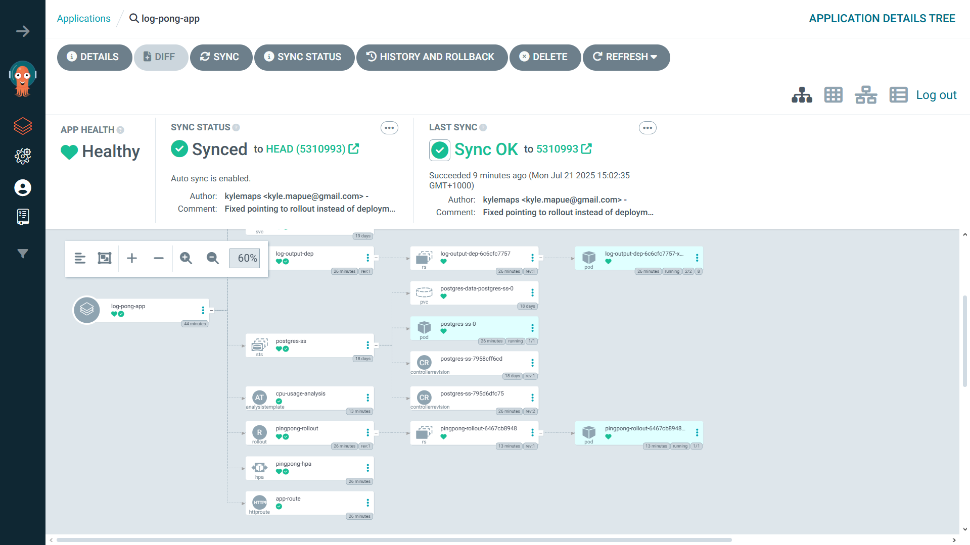 ArgoCD UI showing Healthy and Synced - Part 2