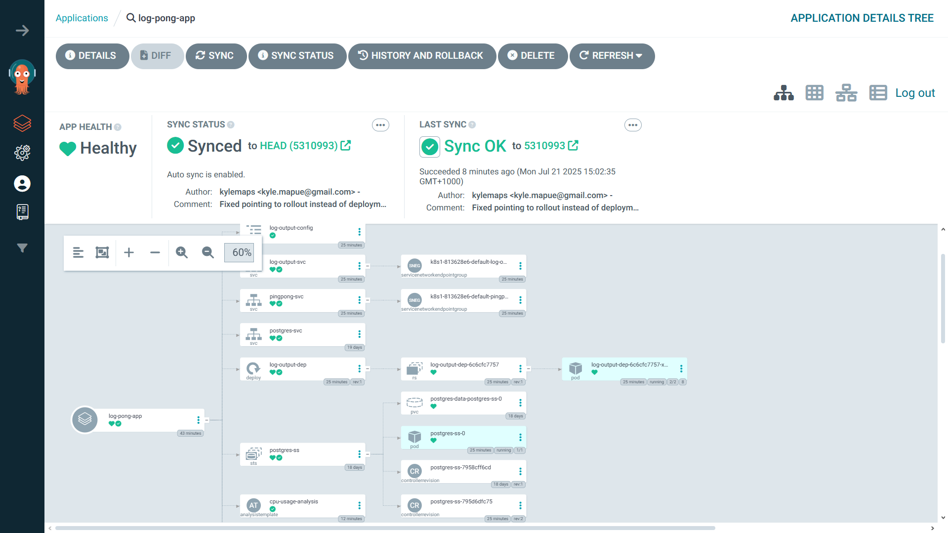 ArgoCD UI showing Healthy and Synced - Part 3
